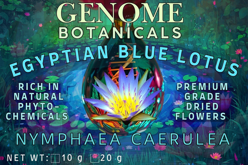 Genome Botanicals Egyptian Blue Lotus Nymphaea caerulea Product Label