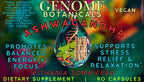 Advertisement for Genome Botanicals Ashwagandha supplement with colorful text and graphics.